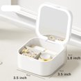 thumbnail image 2 of Highcool Jewelry Box with Mirror, White, 3.5 3.5 1.8 inches, Travel Size Organizer, 2 of 7