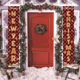thumbnail image 2 of Paredes de celosía roja y negra navideña, decoración para exteriores, cortinas, fiestas navideñas, banderas colgantes, 2 of 5