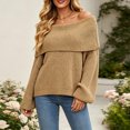 thumbnail image 5 of Wenini Women's Shoulder Solid Color Knit Sweater Top Long Sleeve Loose Casual Pullover Top, 5 of 7