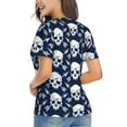 thumbnail image 3 of Xecao white arrow Skull for Women's V-Neck T-Shirts-Elegant Half-Sleeve Tops Perfect for Summer-XX-Large, 3 of 5