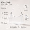 thumbnail image 3 of Stadium Approved Clear Hobo Shoulder Bag Waterproof SeeâThrough Transparent Purse With Zipper For Concert Sports Party Wedding Events(White-14x19.5x7cm), 3 of 5