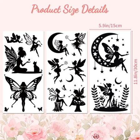 Rub on Transfer Decal Sticker for Furniture Craft Decor 6"x12" Fairy and Butterflies 3Pcs Waterproof UV DTF Transfer for Drawer Dresser Glass Porcelain Wood Plastic Window