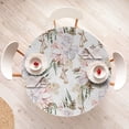 thumbnail image 4 of Ambesonne Christmas Floral Fitted Round Tablecloth, Rose Peony Bell, 56"- 60" Diameter, Pale Ceil Blue Green, 4 of 5