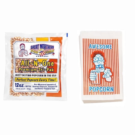 Great Northern Popcorn 24 12oz Popcorn Packets and 100 Serving Bags