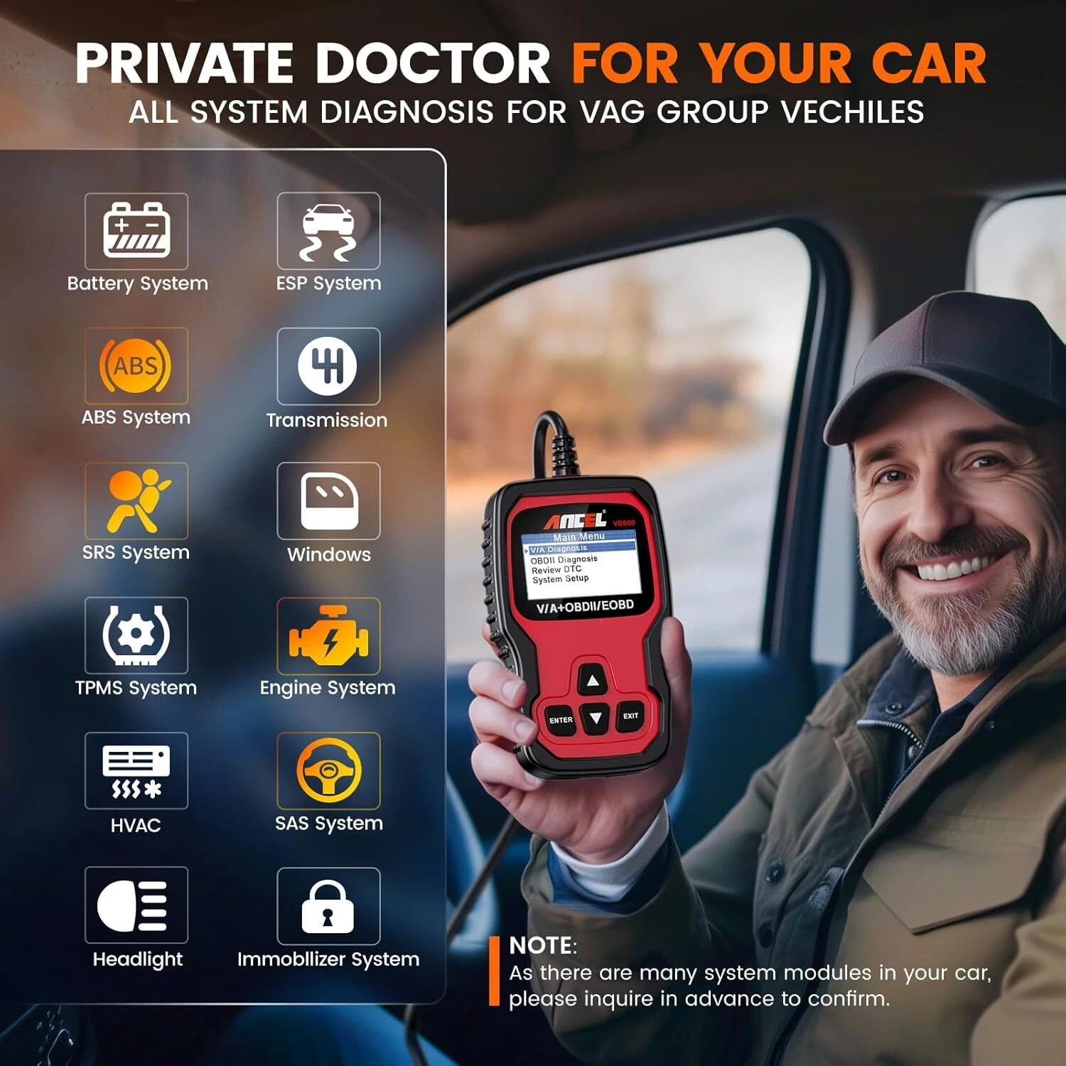 Ancel VD500 OBD2 Scanner Code Reader All System ABS SRS EPB IMMO Automotive Diagnostic Tools