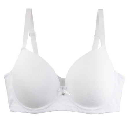 Sevevn Women s Plus-Size Jacquard Bra Thin Undergarment With Underwire Push-up Cup White 90C Clearance Sales Online Deals