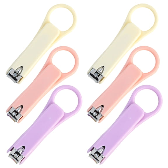 FACEGA 6Pcs Nail Clippers for Women,Carbon Steel Nail Clips,Steel Blade Chipless Trim Handle Toenail Clippers,Mix1