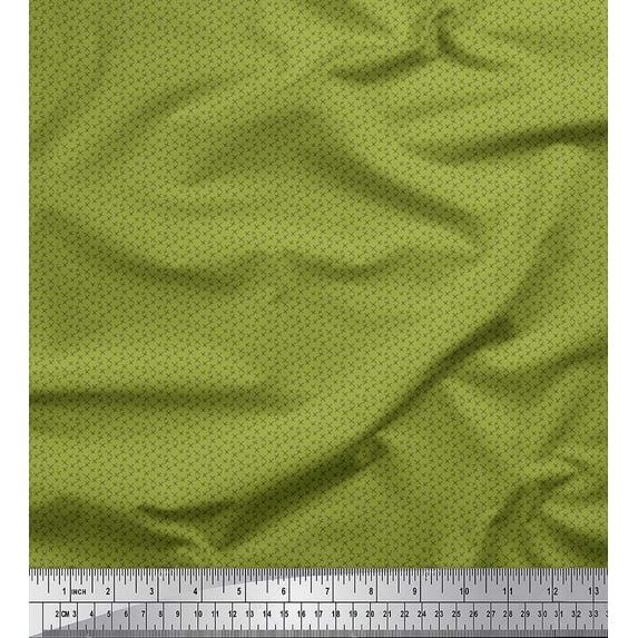 Soimoi Green Cotton Duck Fabric Cross & Geometric Printed Fabric 1 Yard 56 Inch Wide