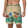 thumbnail image 2 of Balery Colorful Plants And Insects Mens Swim Trunks Swim Shorts for Men Quick Dry Inseam Beach Shorts with Compression Liner Pocket-Small, 2 of 9