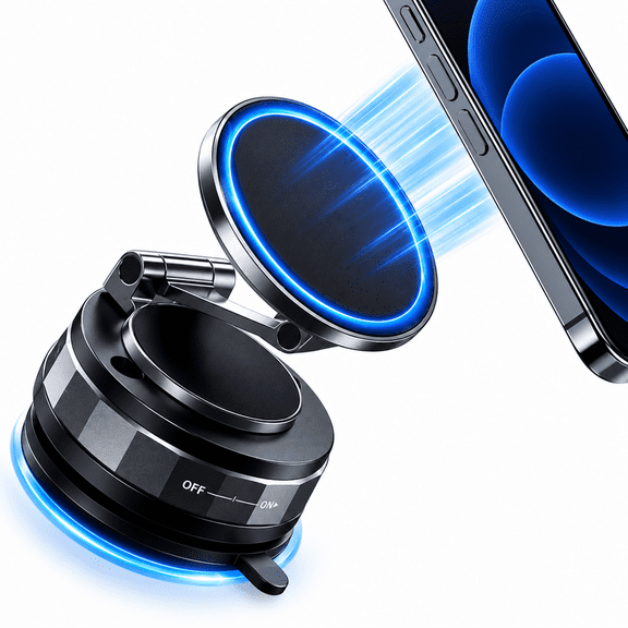 TECKNET BASICS Magnetic Phone Holder, 360° Adjustable Suction Cup for MagSafe, Car Mount for Car/Gym/Kitchen, Compatible with iPhone and Android Smartphones