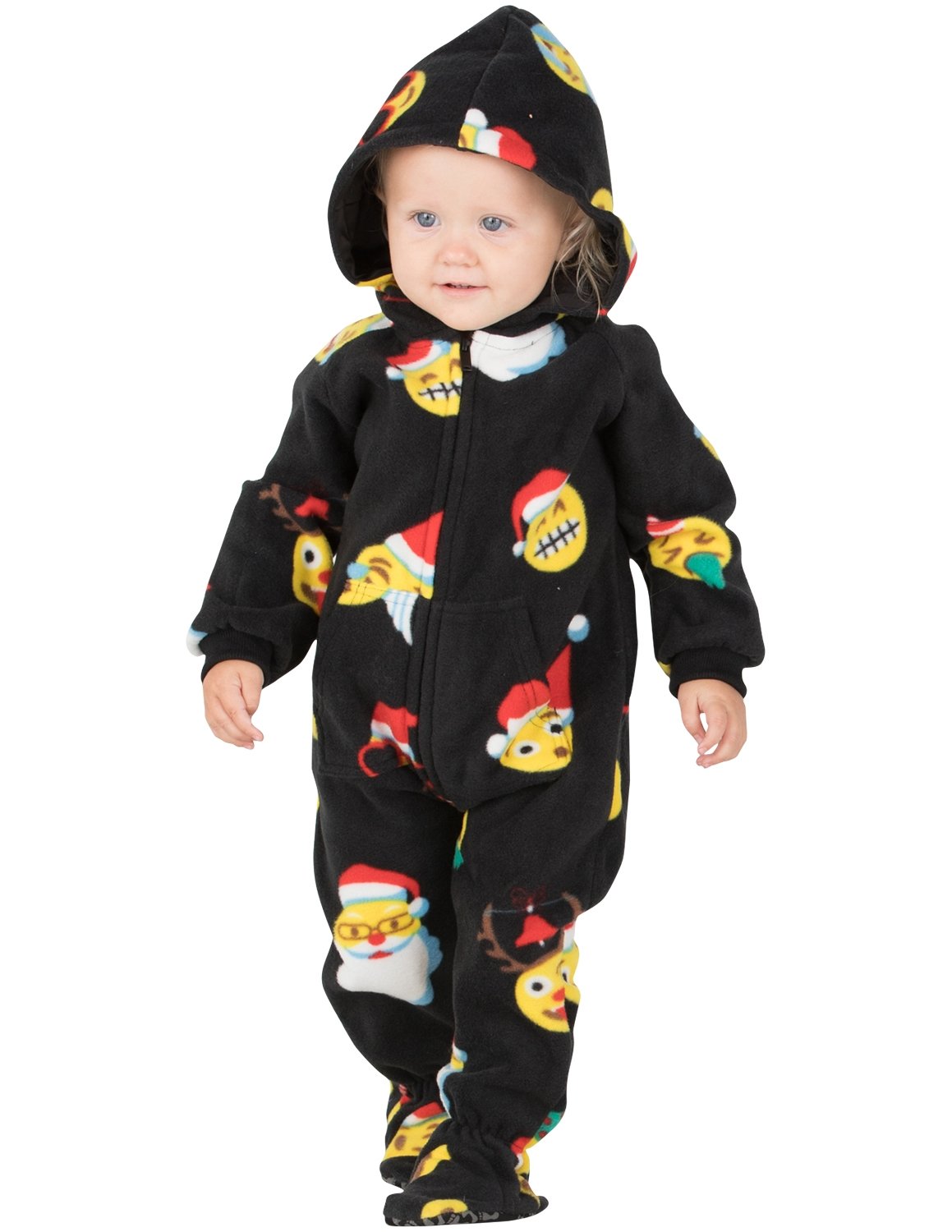 Footed Pajamas Footed Pajamas Merry Emoji Xmas Infant Hoodie Fleece