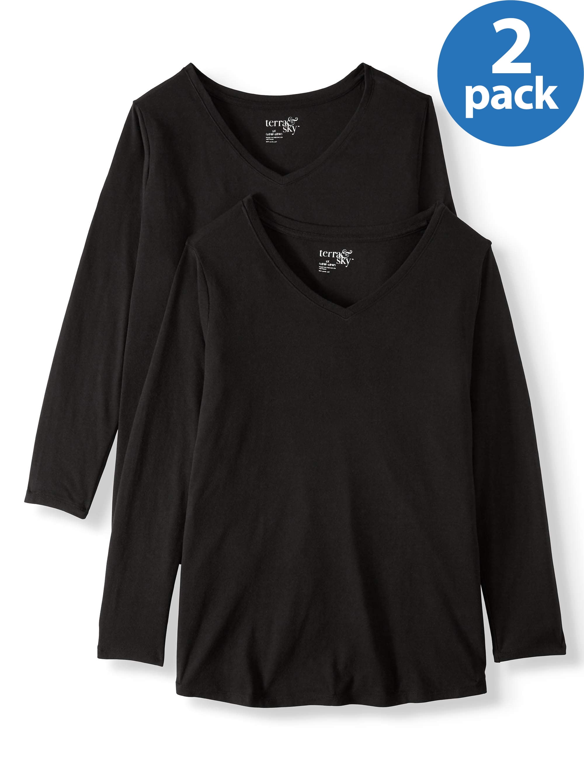 Plus size v neck long sleeve t shirt Clearance