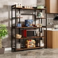 thumbnail image 2 of Tribesigns 5-Tier Bakers Rack: 55" Wide Kitchen Storage Shelf, Microwave Stand with Metal Frame, Coffee Bar Station with 11 Hooks, Rustic Brown, 2 of 7