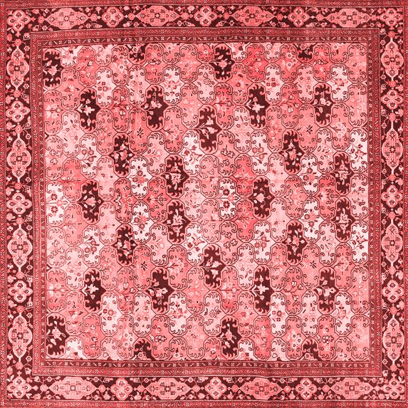 Ahgly Company Indoor Square Persian Red Traditional Area Rugs, 8' Square