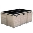 thumbnail image 3 of vidaXL 11 Piece Patio Dining Set with Cushions Poly Rattan Beige, 3 of 10