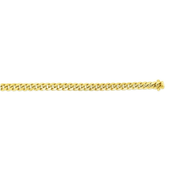 JewelStop 14k Yellow Gold 5mm Semi-Solid Classic Miami Cuban Chain Bracelet with Box Clasp-8 Inches