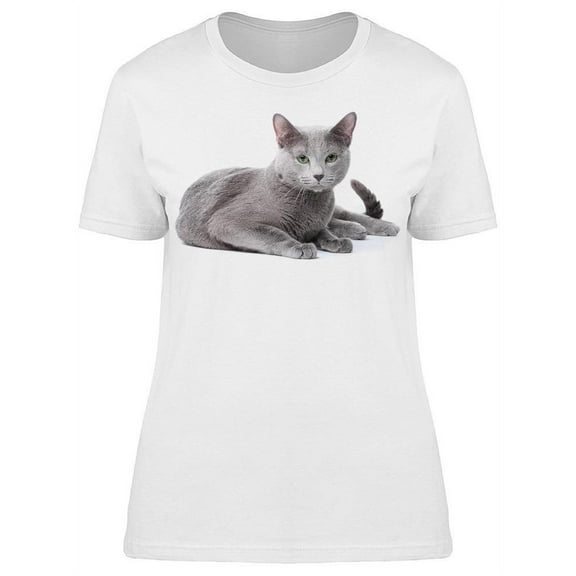 Sleepy Russian Blue Cat T-Shirt Women -Image by Shutterstock, Female 3X-Large