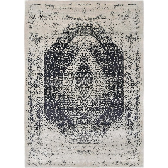 Ahgly Company Indoor Rectangle Mid-Century Modern Carbon Gray Persian Area Rugs, 2' x 4'