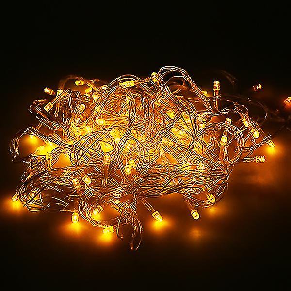 10m-100m Guirnalda de luces LED de hadas Fiesta Boda Interior al aire libre Decoración de Navidad Accesorios de bulbo - Amarillo Adaptador de Reino Unido 10M 100LED Kuyhfg Bienvenido a Kuyhfg