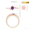 thumbnail image 5 of ANGARA Natural Bar-Set Solitaire Round Amethyst Bypass Ring in 14K Rose Gold for Women (Size-5mm) | February Birthstone, Birthday, Anniversary, Jewelry Gift for Women | Natural Amethyst Ring, 5 of 9