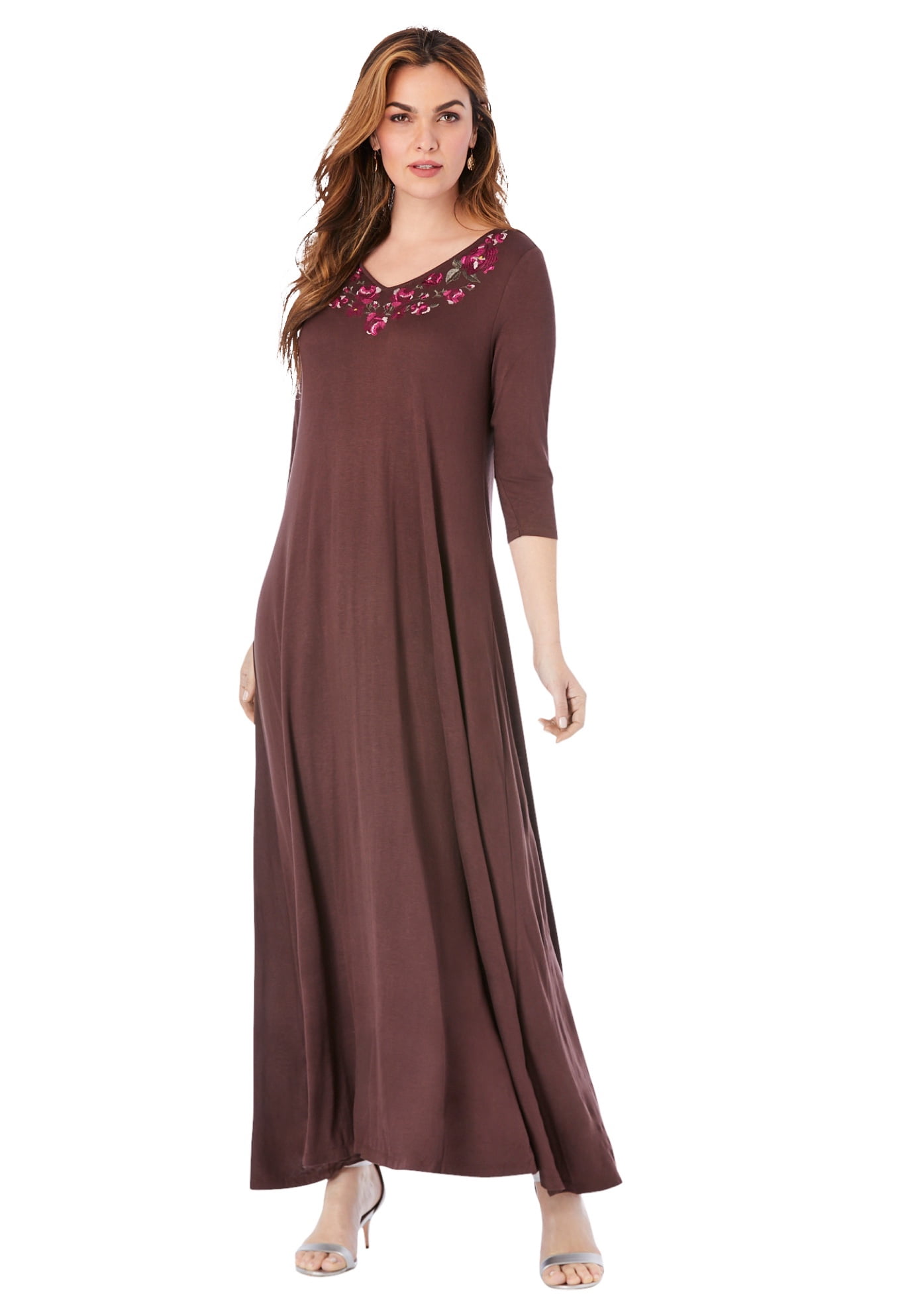 plus size embroidered maxi dress