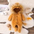 thumbnail image 6 of XAOFW Baby Girls Romper Cute Animal Fuzzy Bodysuit Long Sleeve Button Front Hooded Jumpsuit Kids Fall Winter Casual Soft One-Pieces, 6 of 8