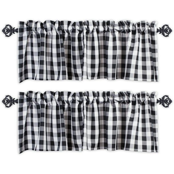 Aiking Home Window Valances - 2-Panels Picnic Checkered Pattern Kitchen ...