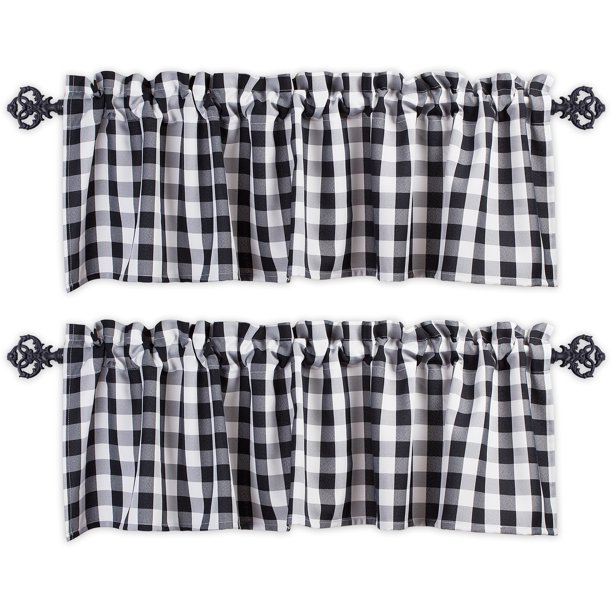 Aiking Home Window Valances 2Panels Picnic Checkered Pattern Kitchen