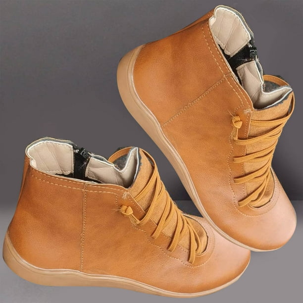 Xihbxyly Zapatos Planos Informales con Cordones para Mujer, con Cremallera y Punta Redonda, Suela de Goma Cómoda, Ideales para Primavera y Otoño, Ideales para Usar Todo El Día, para Ir a La Universid