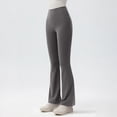 thumbnail image 4 of Girls' Cross High-Waisted Flare Leggings Stretch Bell-Bottom Pants for Dance Yoga Gray M, 4 of 4