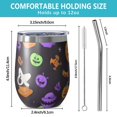 thumbnail image 5 of 12oz Stemless Wine Tumblers Cute Halloween Icons Pattern Vacuum Insulated Stainless Steel Travel Tumbler Cups Mug with Lid and Straw for Champaign,Cocktail,Beer with Cleaning Brush, 5 of 5