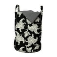 thumbnail image 1 of Flower Laundry Bag, Vintage Style Blossoming Flowers on Dark Toned Background Flourishing Nature, Basket with Handles Drawstring Closure for Laundromats, 13" x 19", Black and Ivory, by Ambesonne, 1 of 4