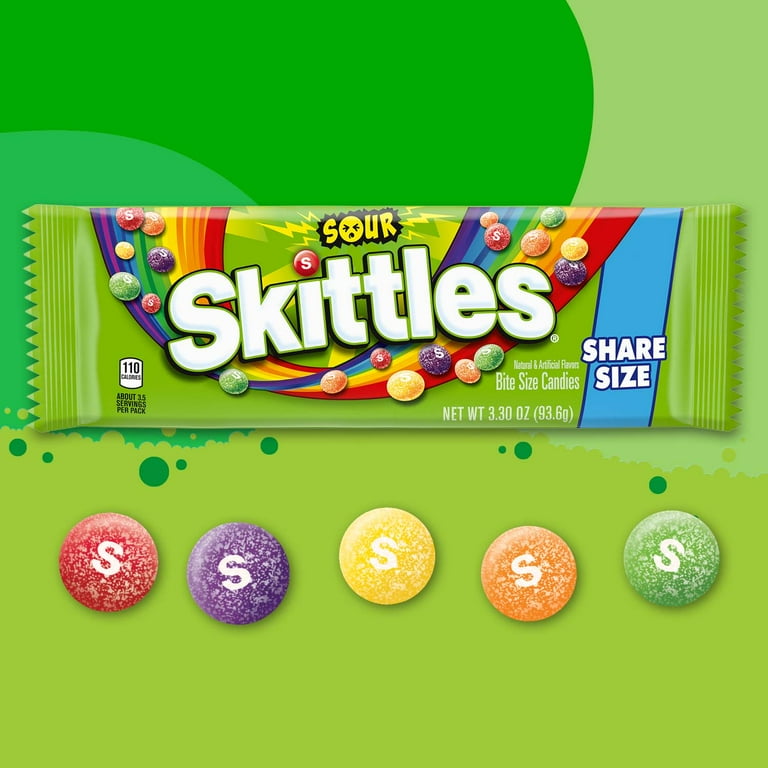 Skittles Sour Candy, Lime Flavor, Share Size for Family Skittles Sour Candy, Lime Flavor, Share Size for Family