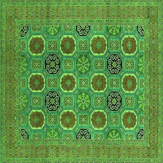 Ahgly Company Indoor Square Oriental Green Traditional Area Rugs, 5' Square
