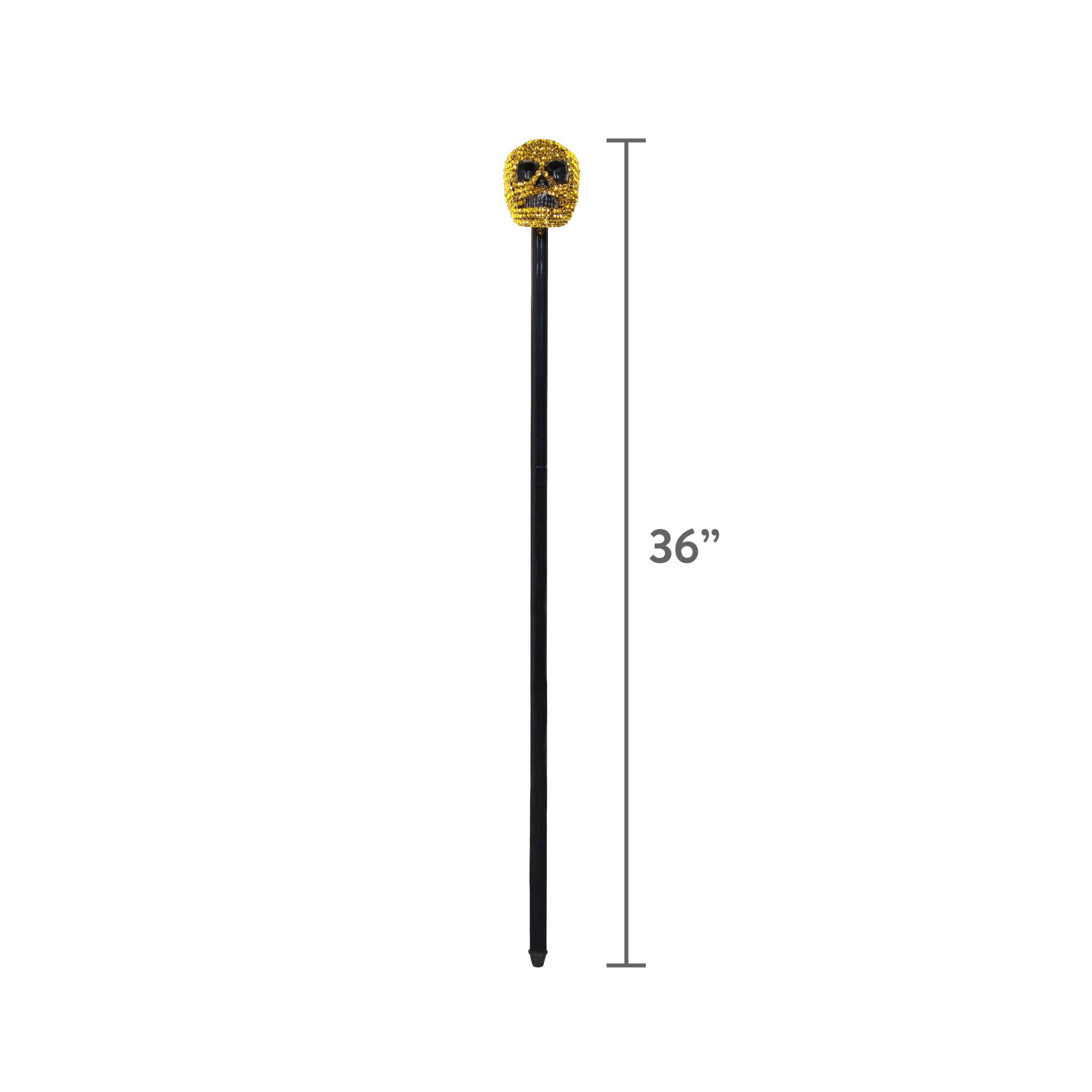 Bling Skull Cane Costume Accessory for Adults, Black and Gold, Halloween by Way To Celebrate