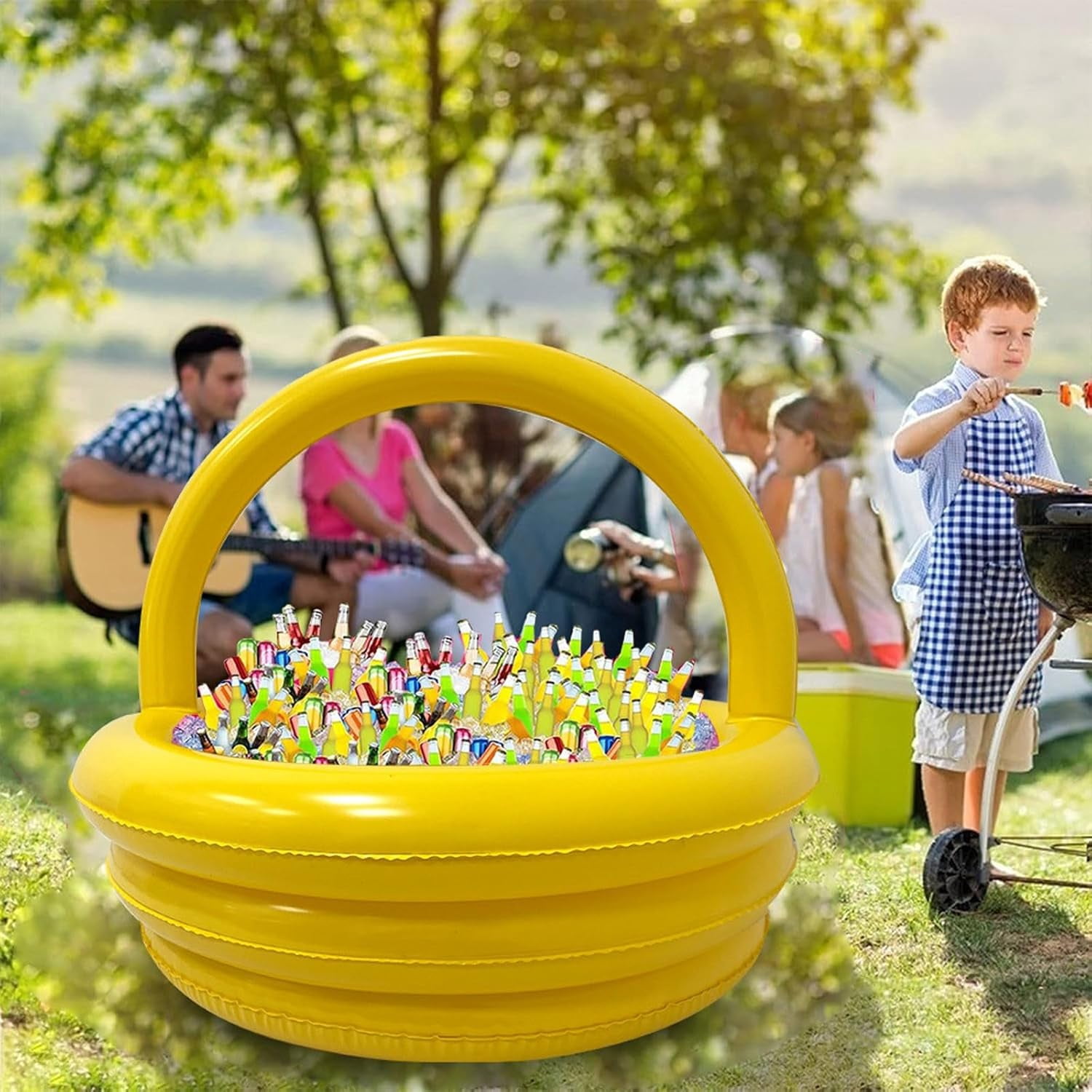 DIY Blow up Pool Easter Basket Giant, Round Pool Portable for Game Play Garden Yard Lawn Indoor Outdoor Decor, Not Include Gifts(xww)