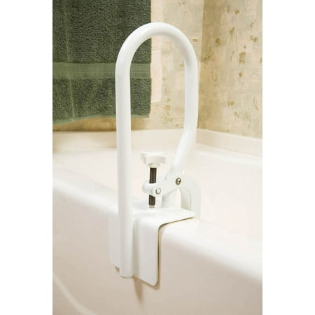 Carex Fiberglass Bath Safety Rail Grab Bar, Exit and Transfer Assist, White, 200 lb Capacity