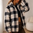 thumbnail image 5 of Fleece Jackets for Women Oversized Stand Collar Zip Up Jacket with Pockets Winter Casual Warm Trendy Plaid Plush Outerwear,Sizes S-2XL, 5 of 8