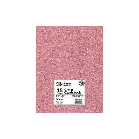 Paper Accents Glitter Cardstock 8.5"x 11" 85lb 15pc Canna
