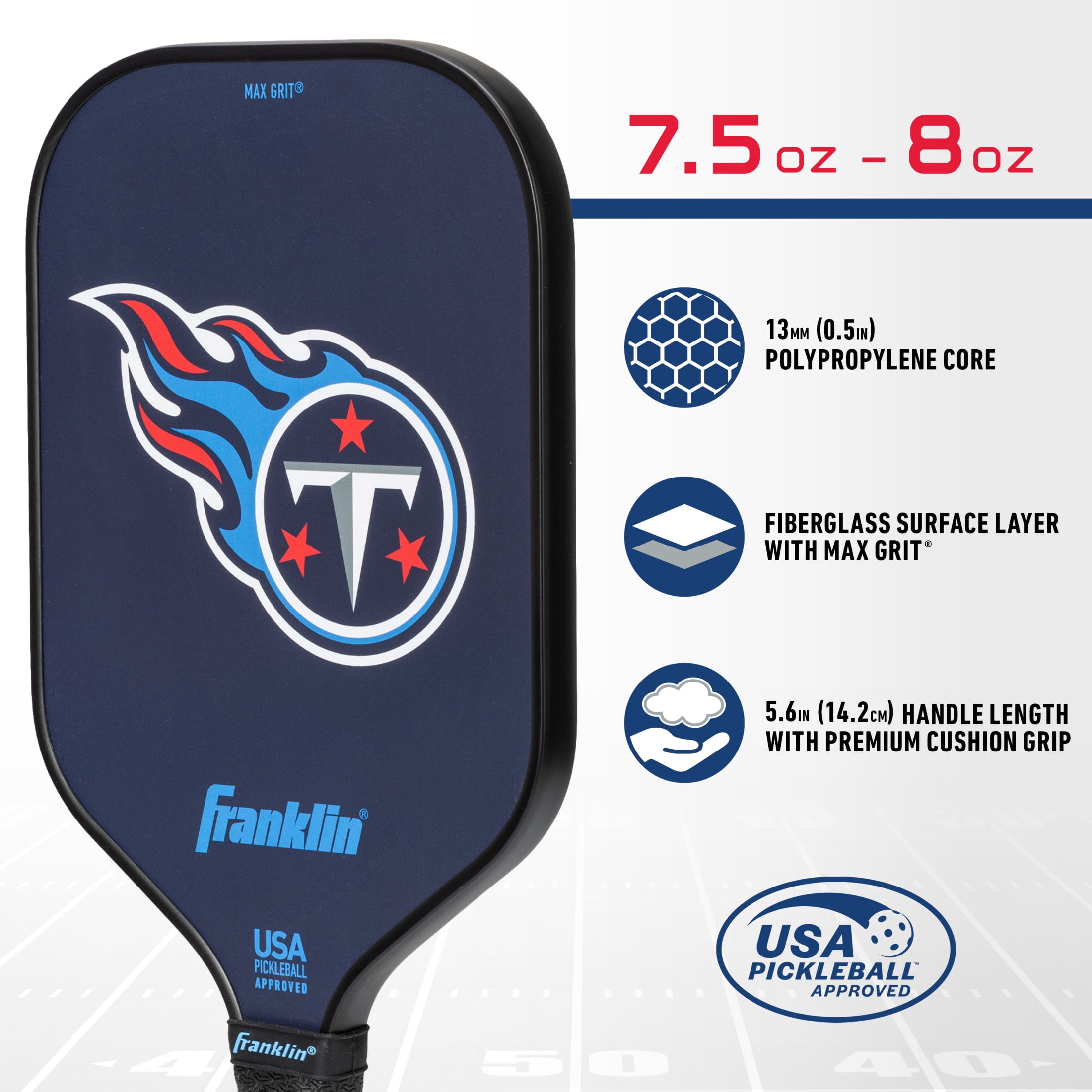 Franklin Sports NFL Tennessee Titans Pickleball Paddle - Official NFL Team Pickleball Paddles - USAP (USAPA) Approved Premium Quality Pickleball Paddles - Authentic Team Logos + Colors