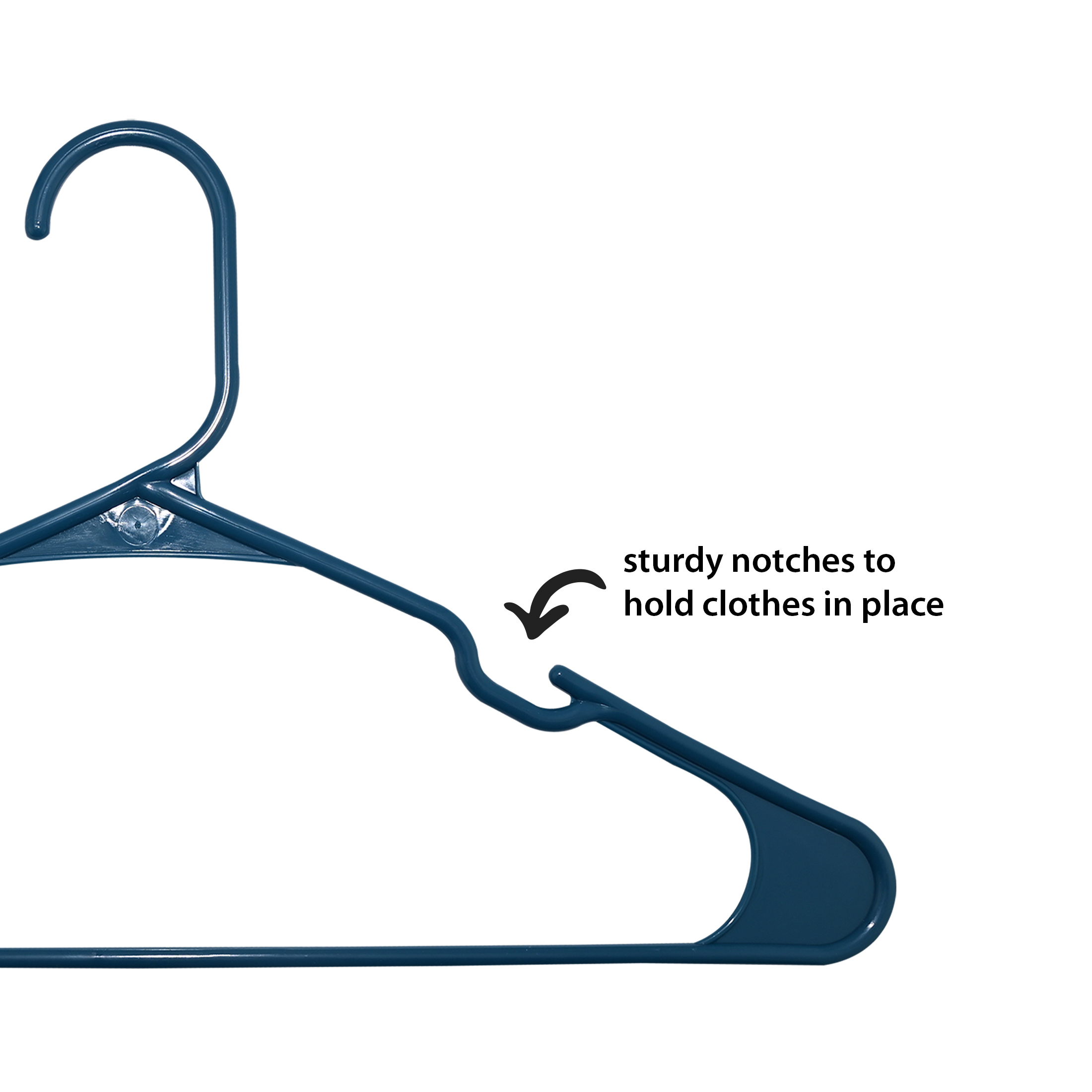 Mainstays Plastic Notched Adult Clothes Hangers, 18 Count, Corsair