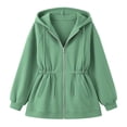 thumbnail image 6 of Ovbmpzd Fleece Lined Sweatshirt For Women Green Zip Up Hoodie Drawstring Waist Long Sleeve Loungewear Sweatshirts,M, 6 of 6