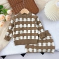 thumbnail image 2 of Odeerbi 3-8 Years Toddler Girls Winter Outfits Plaid Long Sleeve Sweater with Bodycon Skirt Two-piece Set Bow Tie Knitted Short Skirt Set Toddler Girls Clothes, 2 of 5