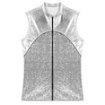 thumbnail image 3 of Alvivi Men's Sleeveless Metallic Zip-up Waistcoat Jacket Nightclub Party Disco Vest Clubwear Silver XL, 3 of 5