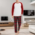 thumbnail image 2 of Soft Pajama Set Men Pullover Long Sleeve Lounge Sets Autumn Winter Raglan Sleeve Top Plaid Print Trousers Two Piece Home Suit Sleepwear 2 Piece Pants Pjs Set Red S, 2 of 5