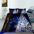thumbnail image 1 of Comforter Cover Set White Xmas Tree Painting Fashionable Bedding Cover Log Cabin Night Printed,Full (80"x90"), 1 of 4