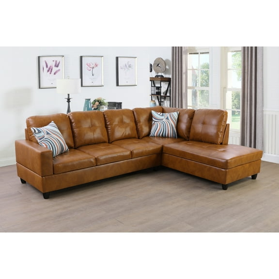 LIFESTYLE L Shape Sectional Sofa Sets with Waist Pillows for Living Room, Ginger
