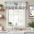 thumbnail image 2 of Oceans Marine Life Valance Curtain Coastal Orange Blue Crabs Starfish Retro Wood Window Valances Rod Pocket Short Curtains Window Treatments for Kitchen Bedroom Bathroom Laundry 54" x 18", 2 of 9