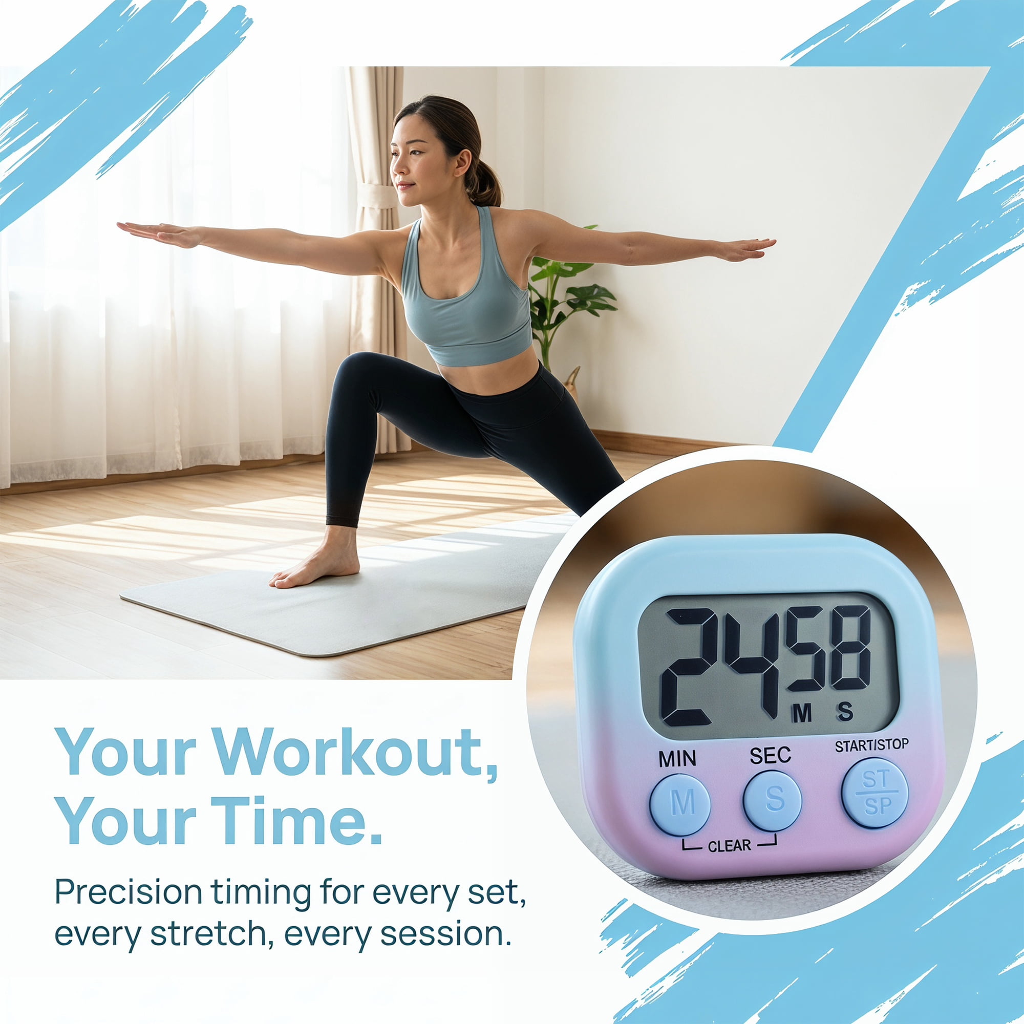 Unique Bargains Kitchen Timer with Loud Alarm and Magnetic Backing for Study Blue-purple