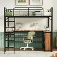 thumbnail image 2 of Aukfa Full Size Metal Loft Bed with Desk and Storage Shelves, Heavy Duty Bed Frame for Kids Adults - Black, 2 of 8